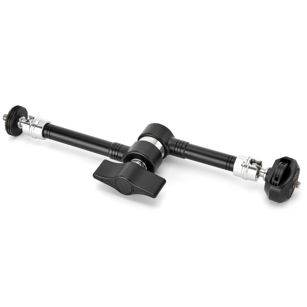 Camera stabilizer with two extendable arms on a white background