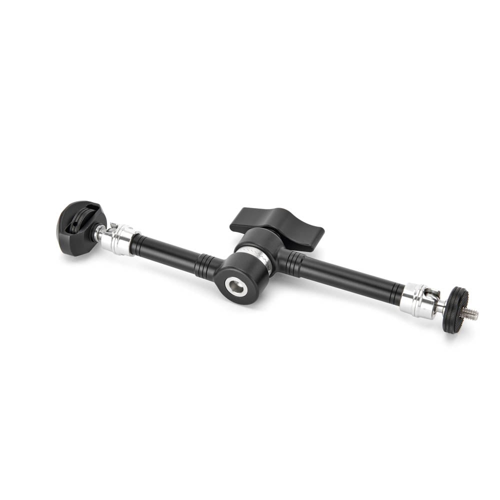 Black metal rod with spherical joints on a white background