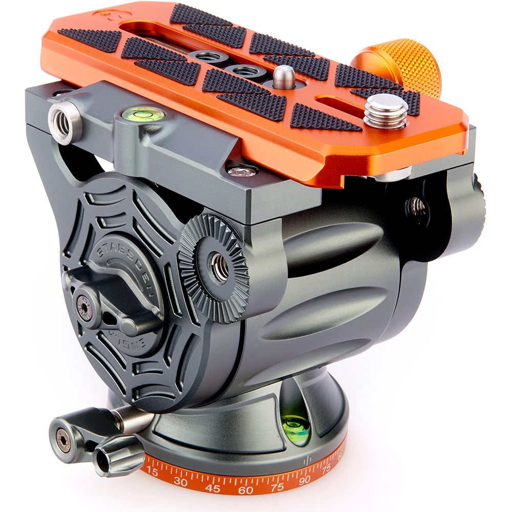3 Legged Thing AirHed Cine-V fluid video head with Manfrotto 501-type plate for smooth pan/tilt control in professional filmmaking.