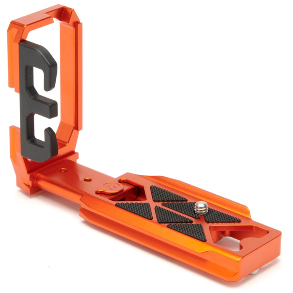 Orange and black tool holder on a white background