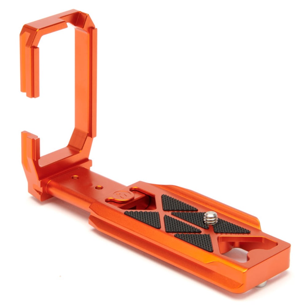 Orange metal bracket on a white background