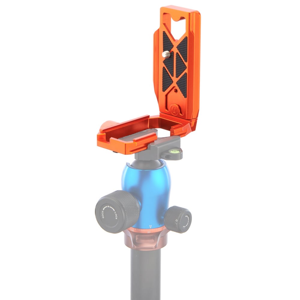 Orange and black metal tool holder on a white background