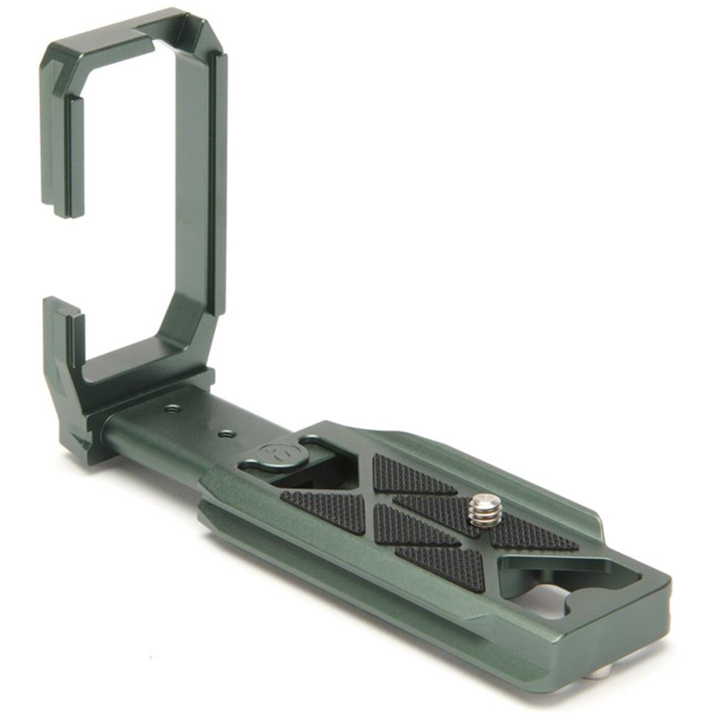 Green camera accessory on a white background