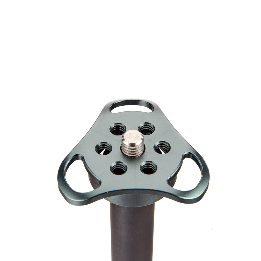 Metal tripod head on a white background