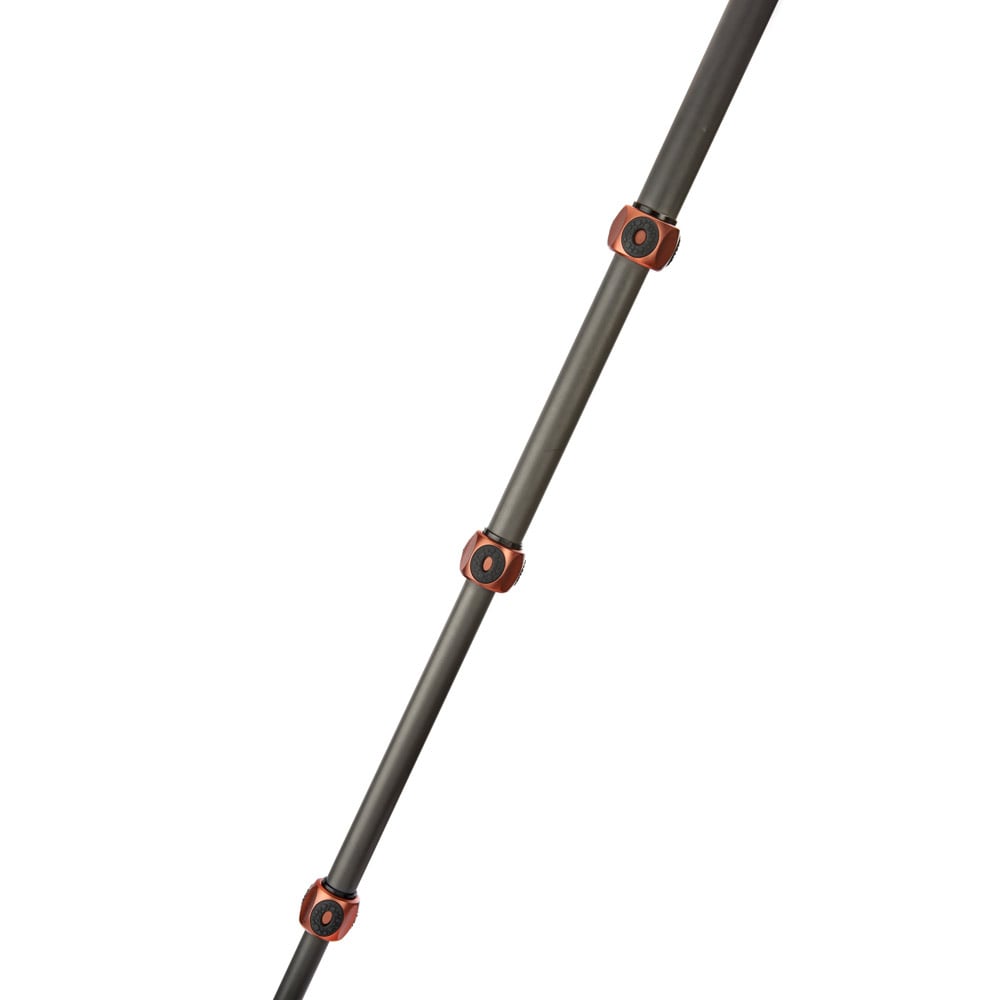 Black and orange tripod leg on a white background