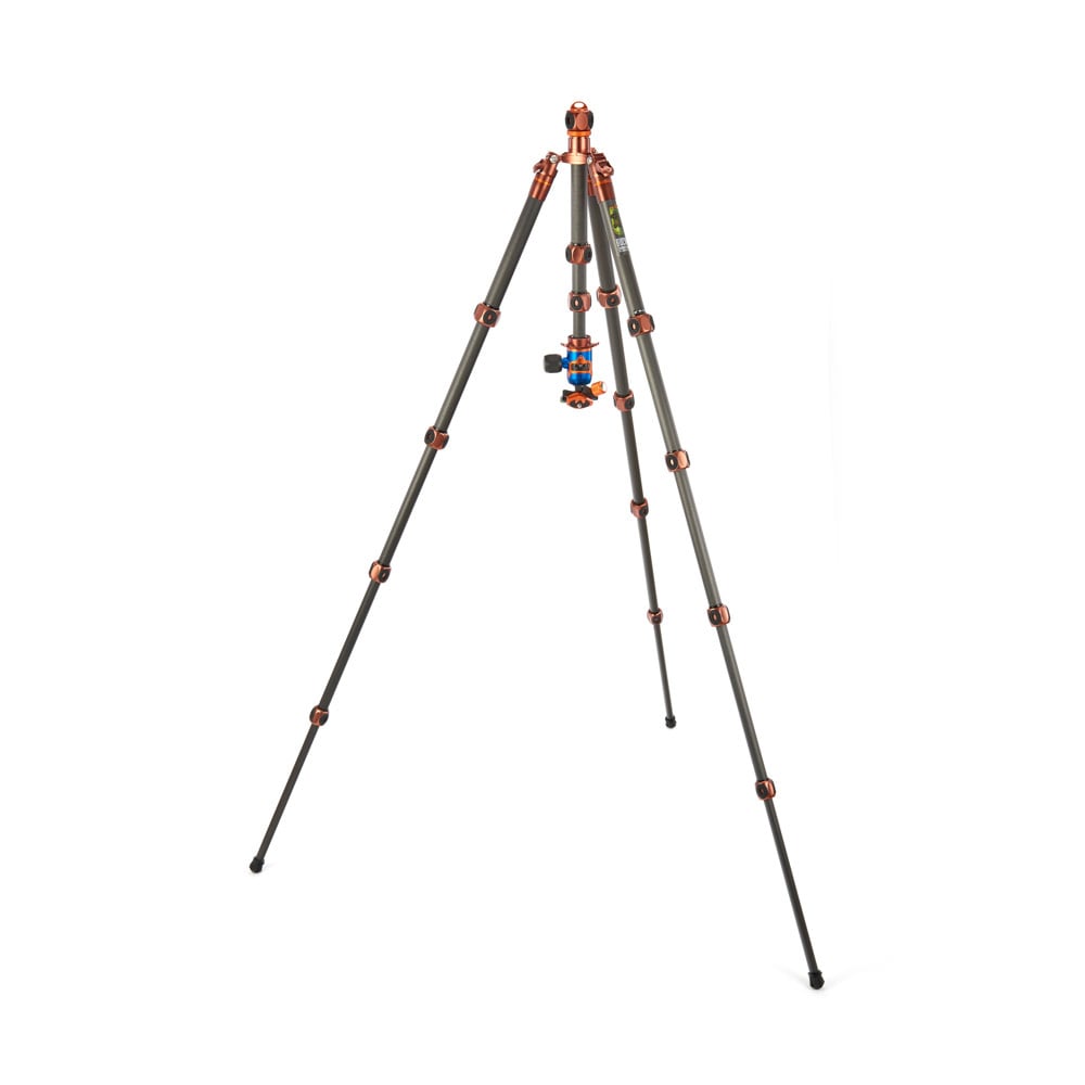 Tripod with orange accents on a white background