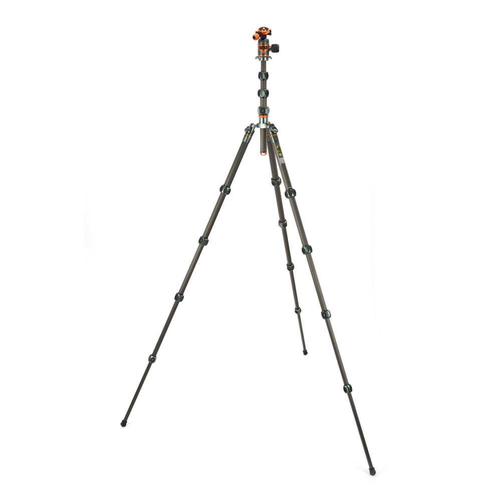 Tripod with camera mount on a white background