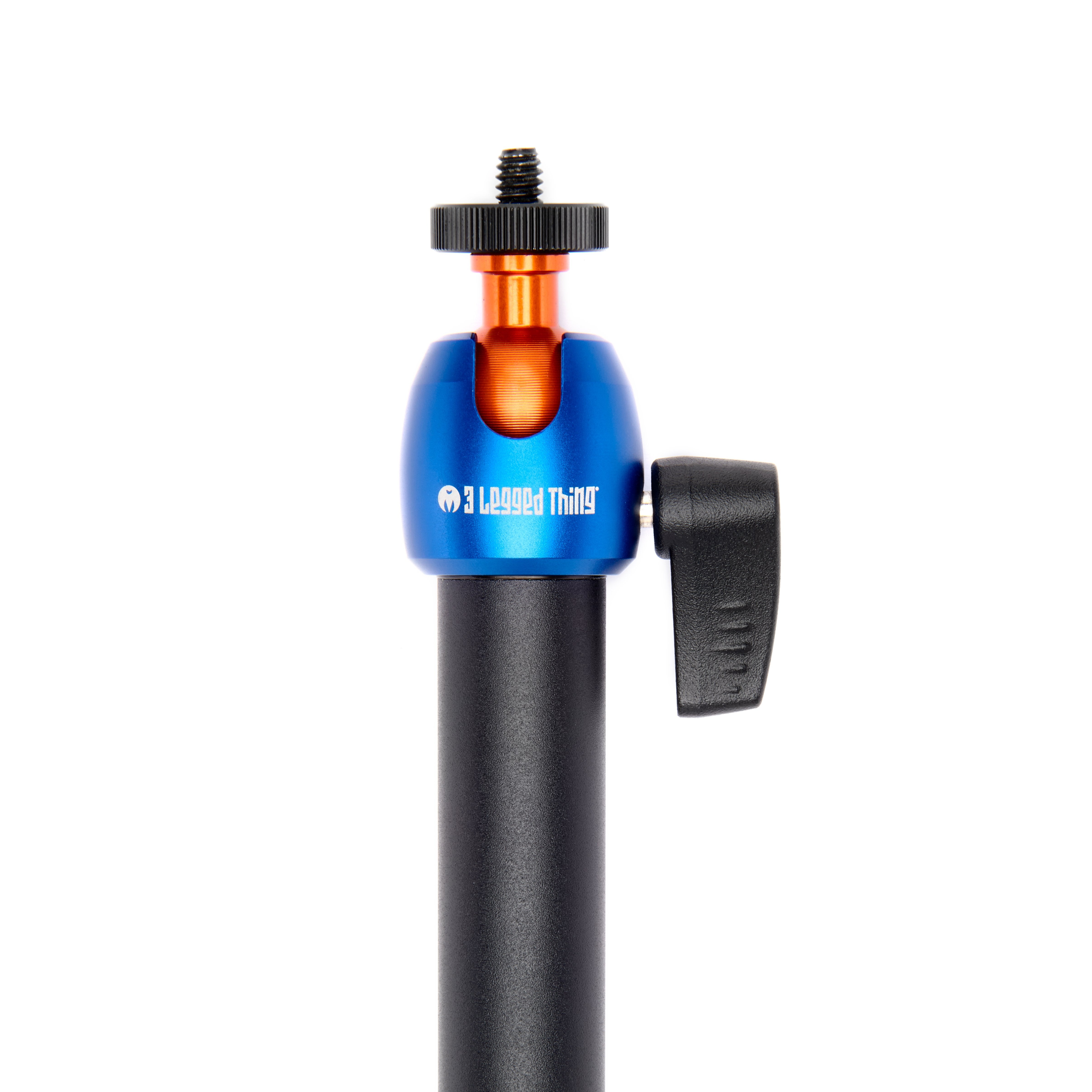 3 Legged Thing Camera Desk Mount Stand (Vertical) with a vertical extending pole, secure table clamp, small omni-directional ball head with 1/4"-20 thread, made from aerospace-grade magnesium alloy supporting up to 1 kg.