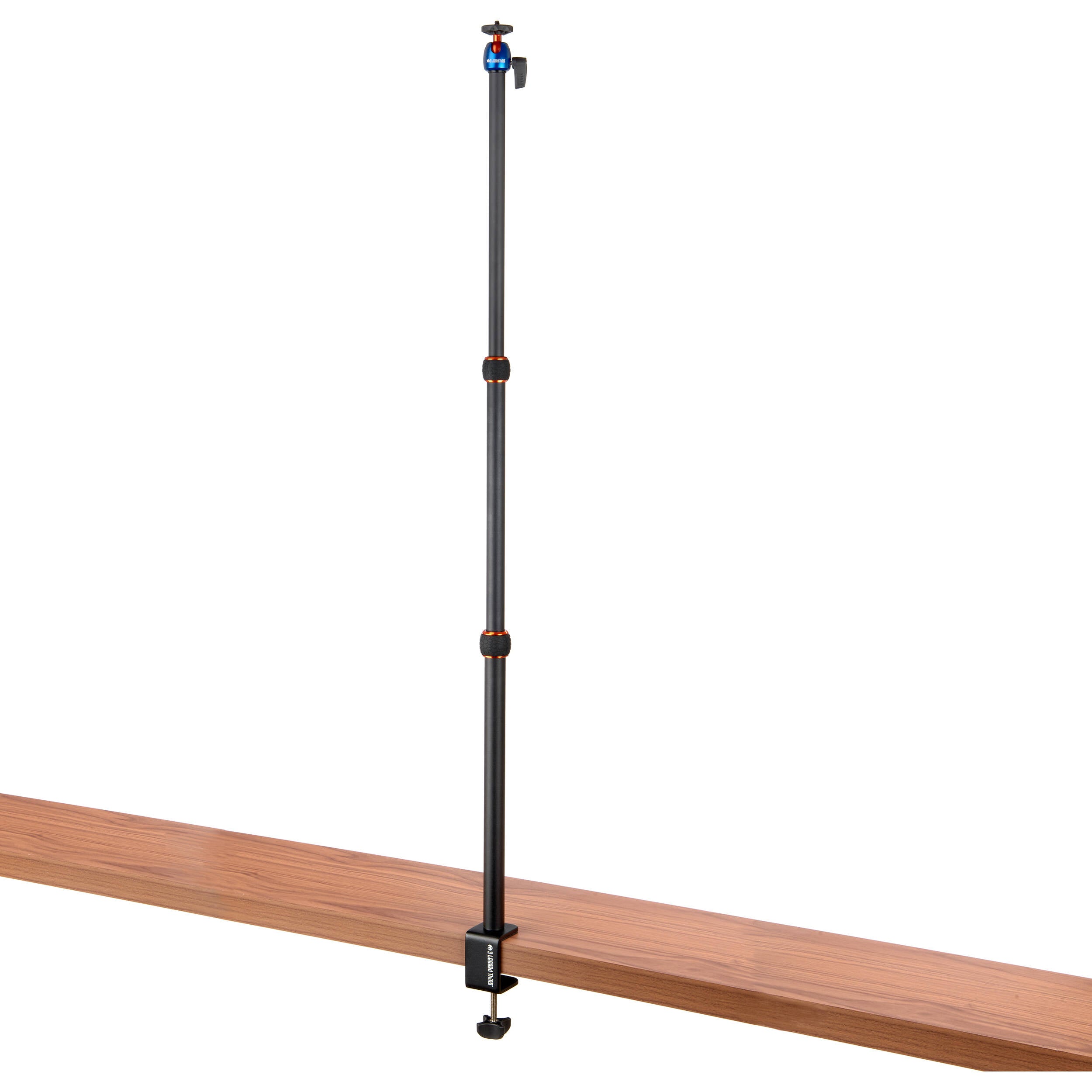 3 Legged Thing Camera Desk Mount Stand (Vertical) with a vertical extending pole, secure table clamp, small omni-directional ball head with 1/4"-20 thread, made from aerospace-grade magnesium alloy supporting up to 1 kg.
