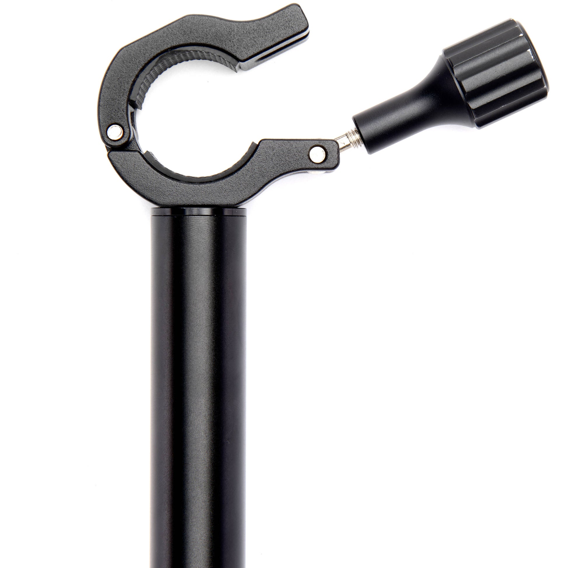 3-Legged-Thing Camera Desk Mount Stand with articulated arm — vertical clamped pole with interconnected horizontal arm and ball-joint extender.
