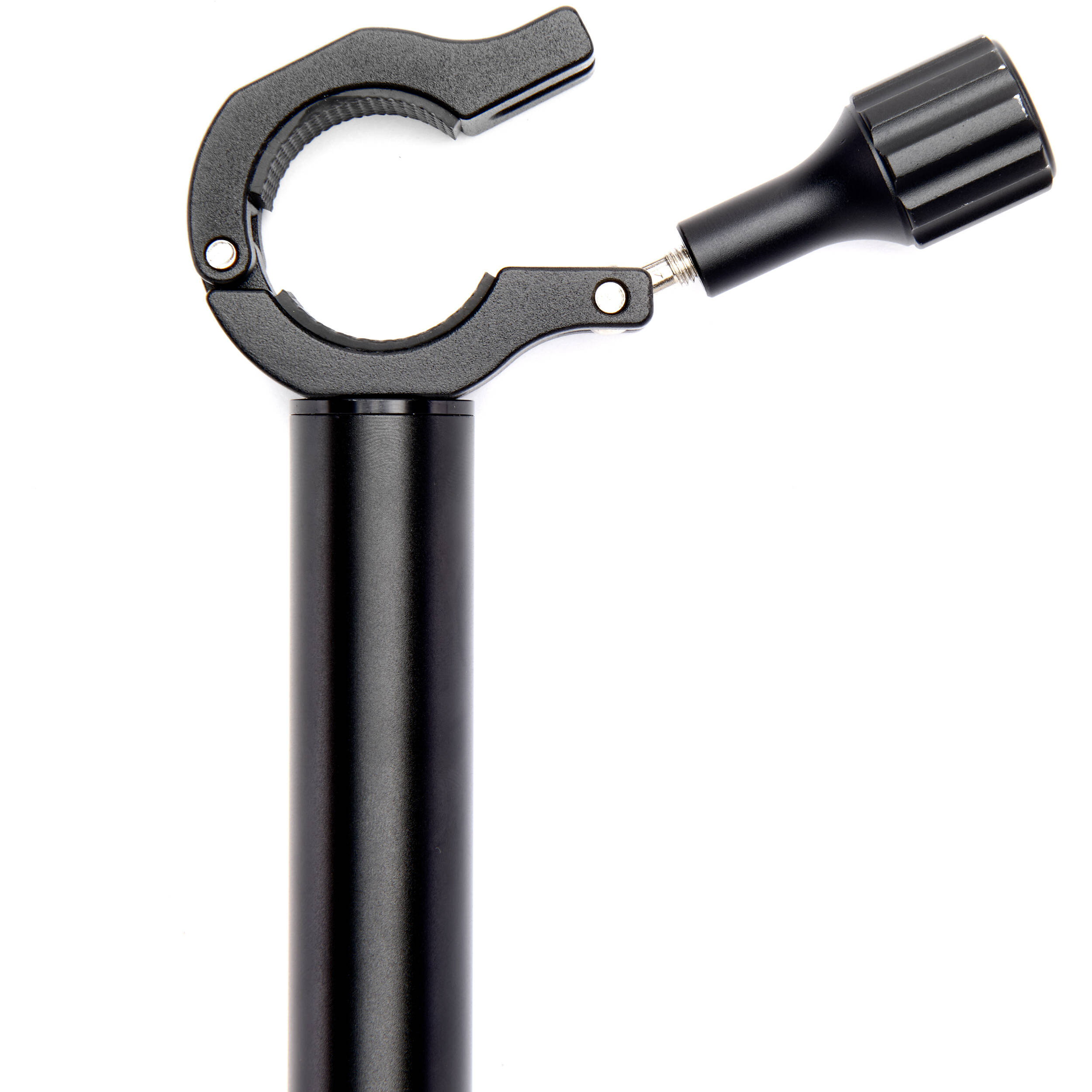 3-Legged-Thing Camera Desk Mount Stand with articulated arm — vertical clamped pole with interconnected horizontal arm and ball-joint extender.