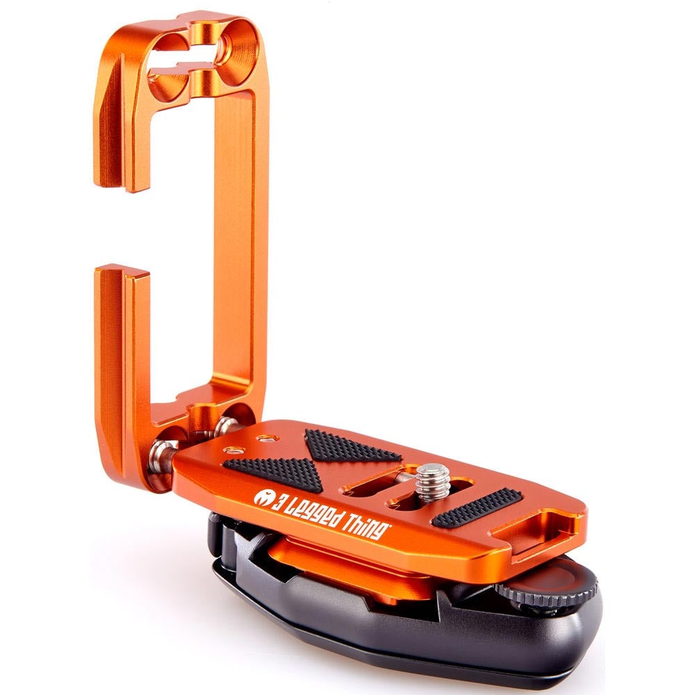 Orange and black tool holder with '3 Legged Thing' branding on a white background