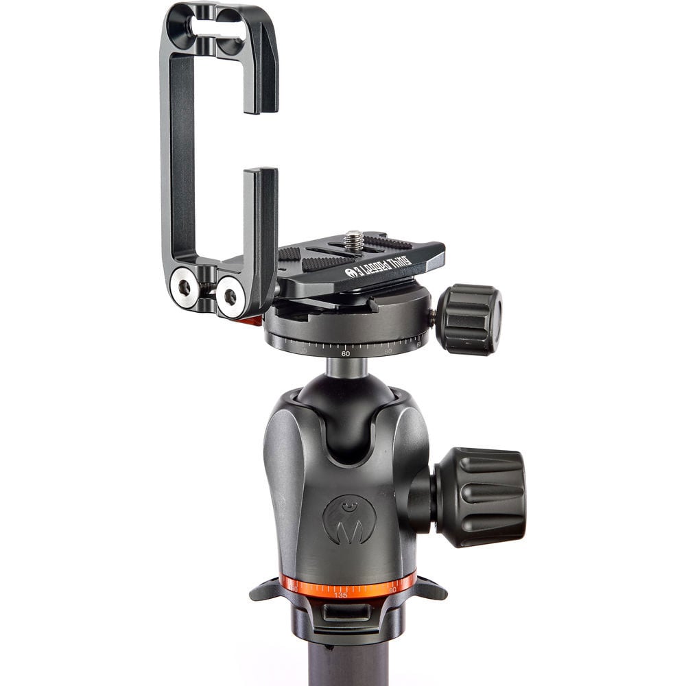 Camera tripod head with ball joint on a white background