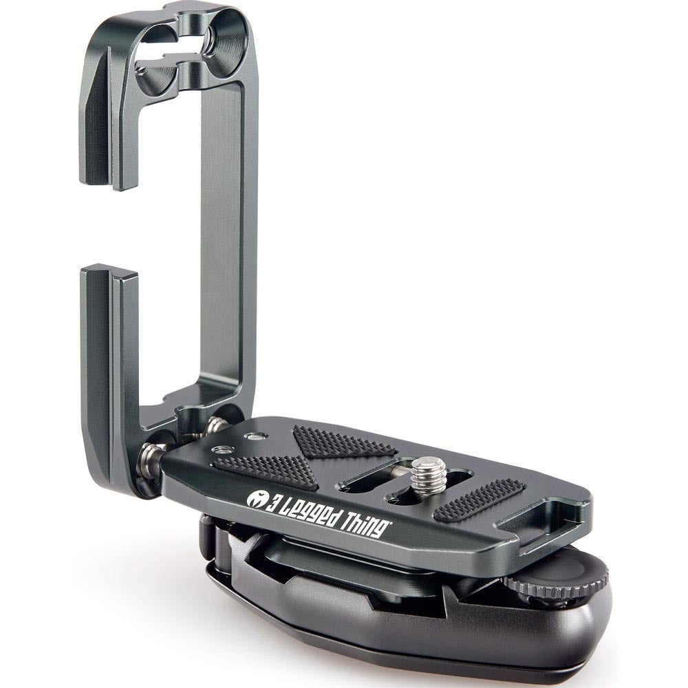 Metal camera accessory with '3 Legged Thing' branding on a white background
