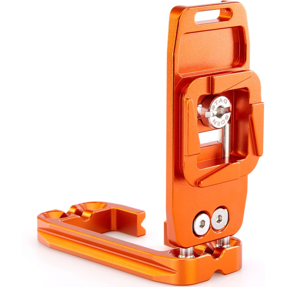 Orange metal tool with a white background