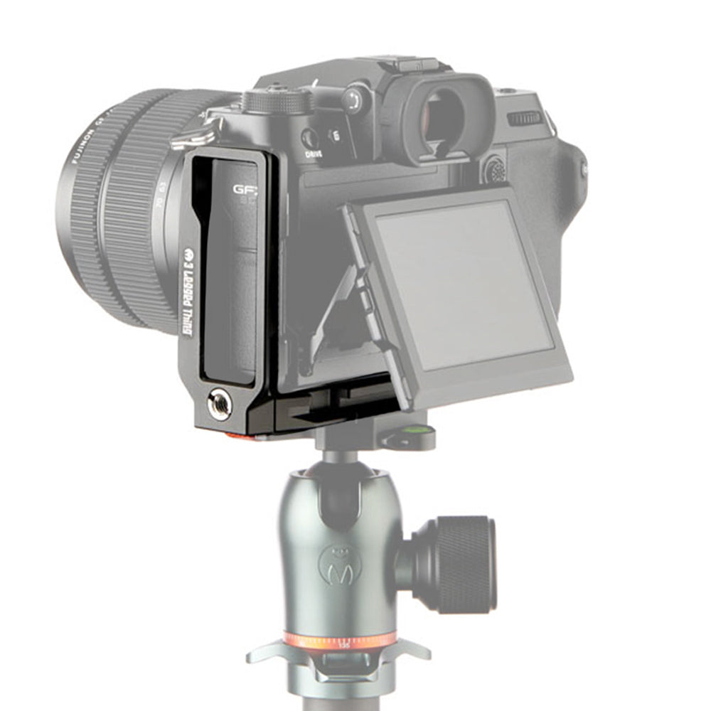 3 Legged Thing Gracy L-Bracket for Fujifilm GFX 100S and 50S II with Arca-Swiss compatibility and cable management.