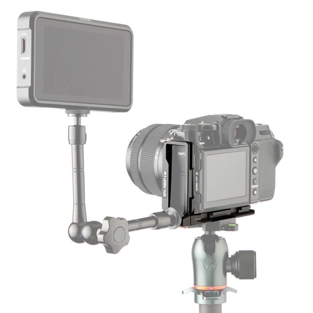 3 Legged Thing Gracy L-Bracket for Fujifilm GFX 100S and 50S II with Arca-Swiss compatibility and cable management.