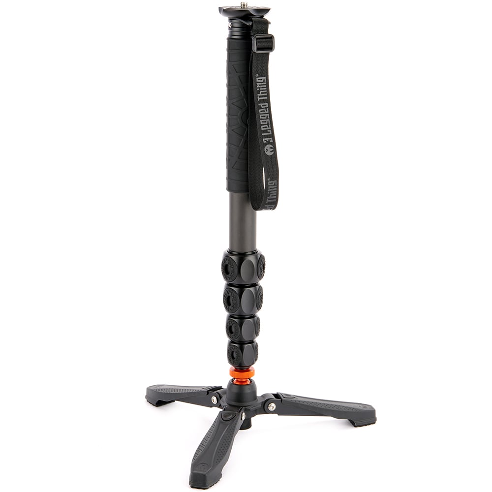 3 Legged Thing Alana Monopod with Docz Foot Stabiliser in Black – compact, strong and stable support for photographers and videographers.