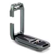 Gray metal camera accessory on a white background