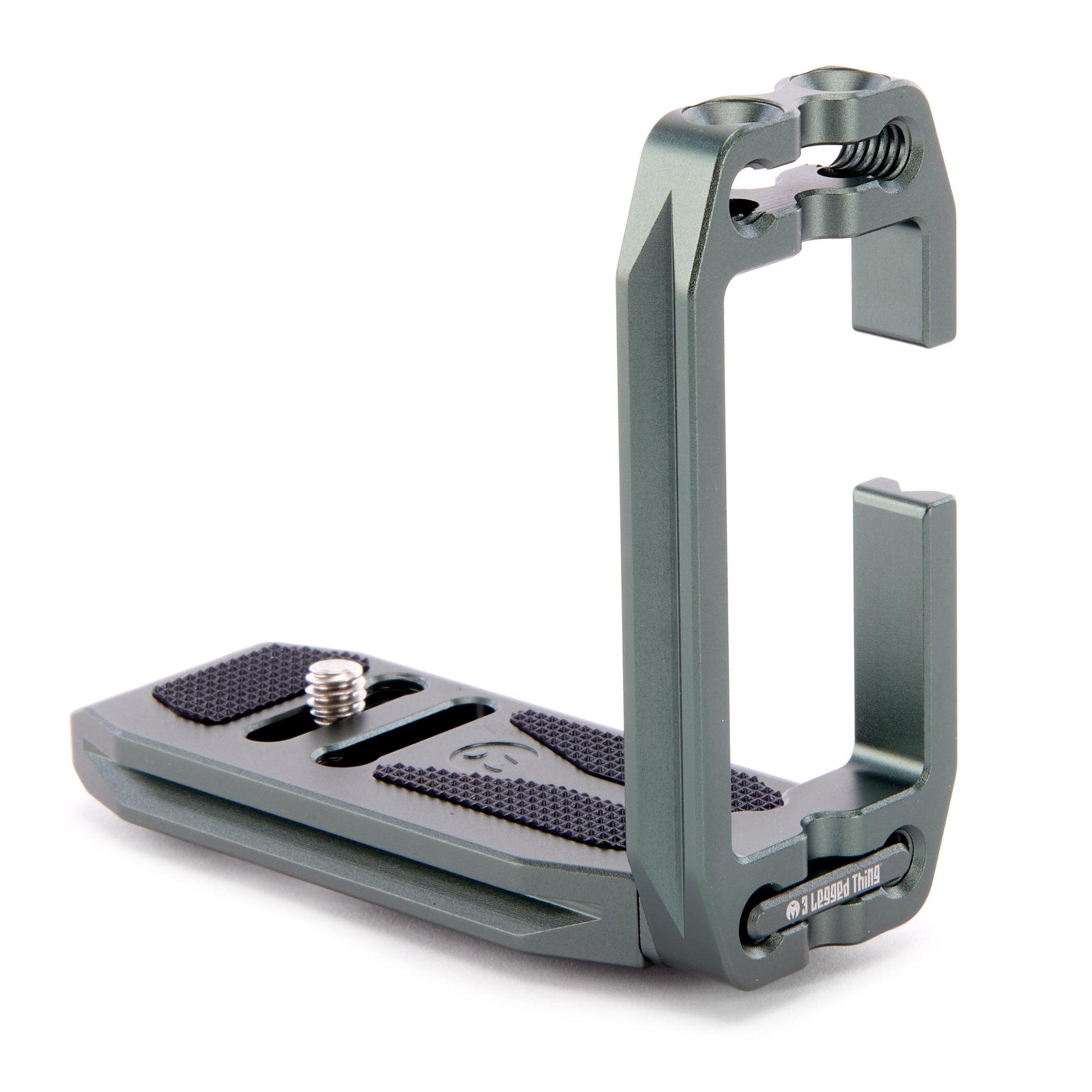 Metal camera accessory with a white background