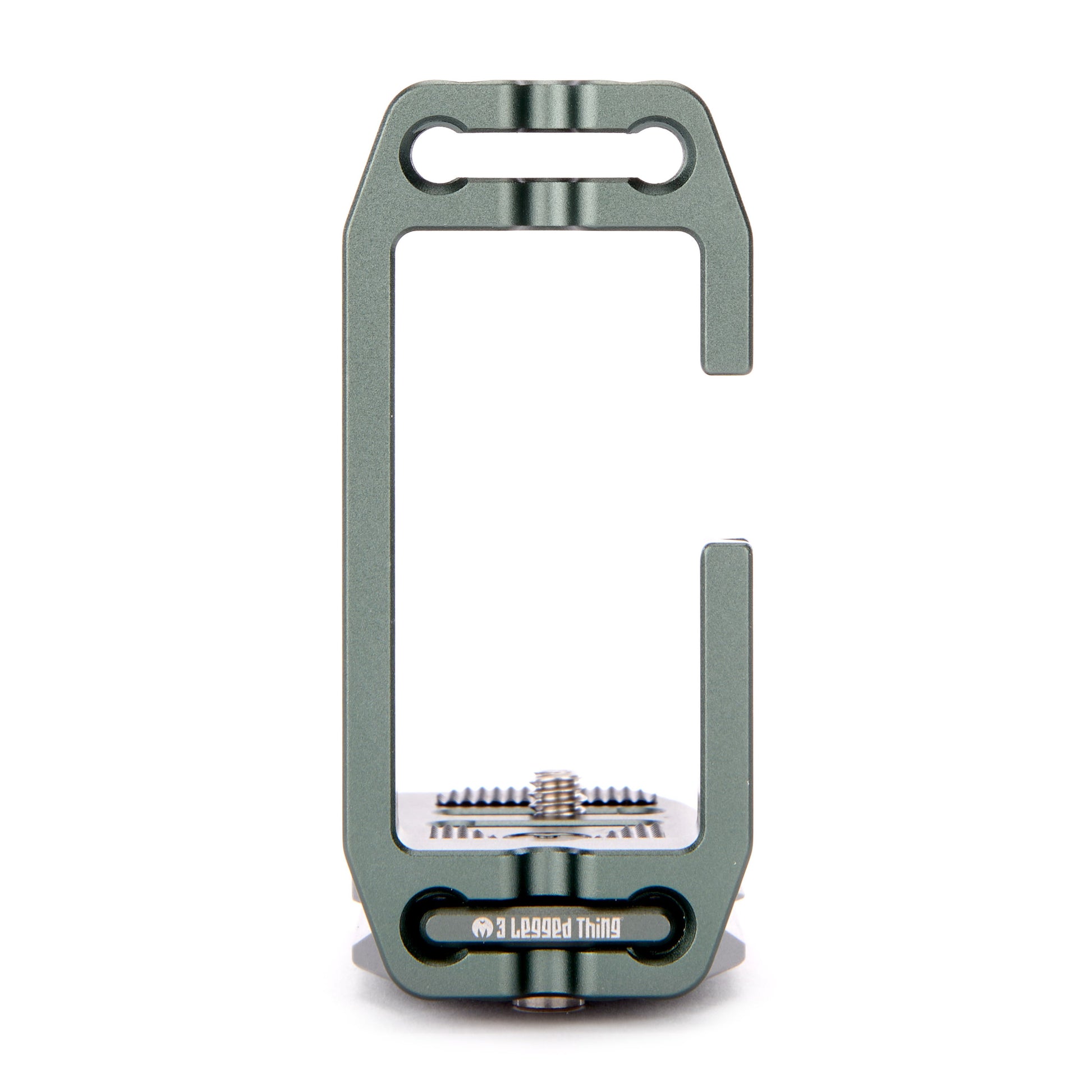 Metallic key organizer with multiple slots on a white background