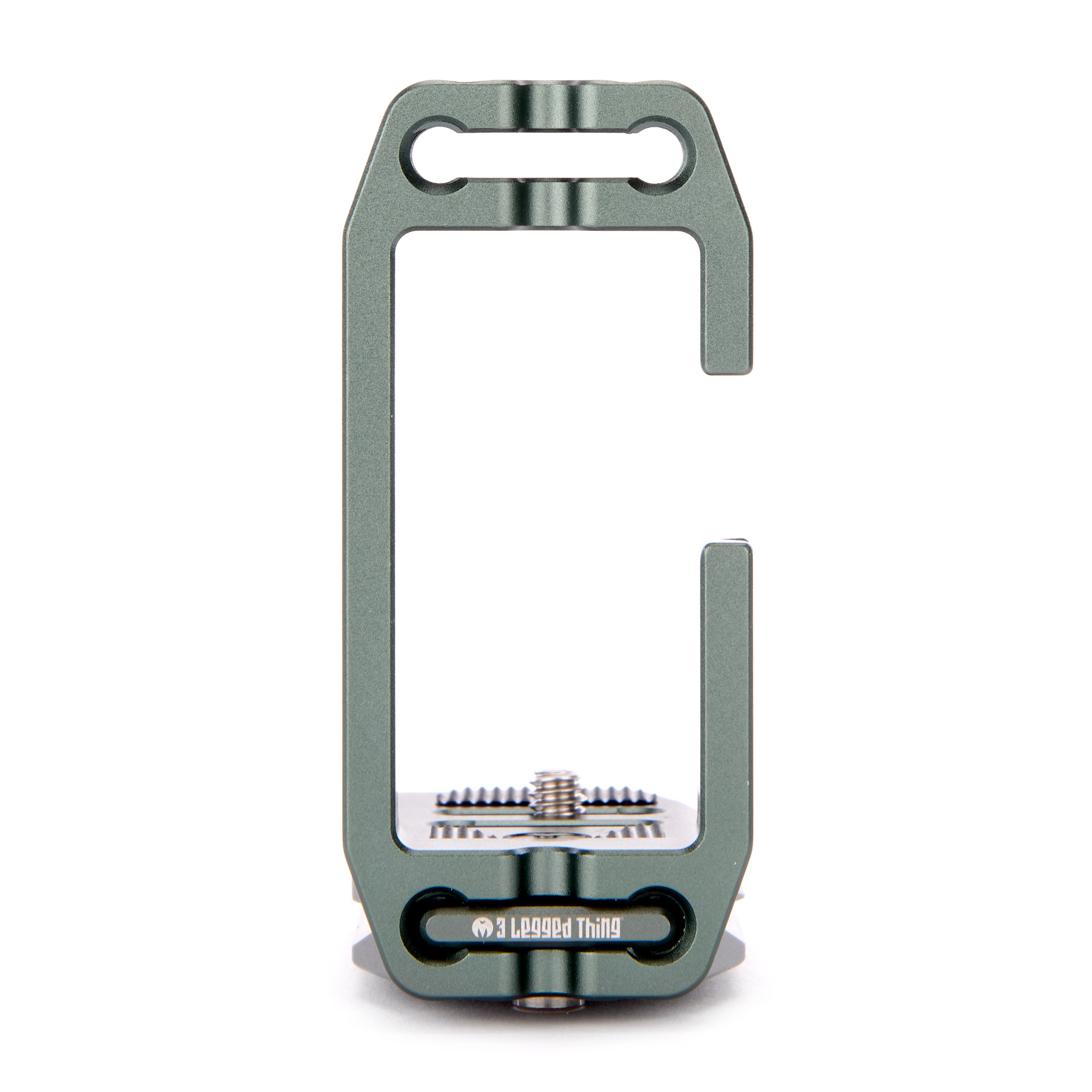 Metallic key organizer with multiple slots on a white background