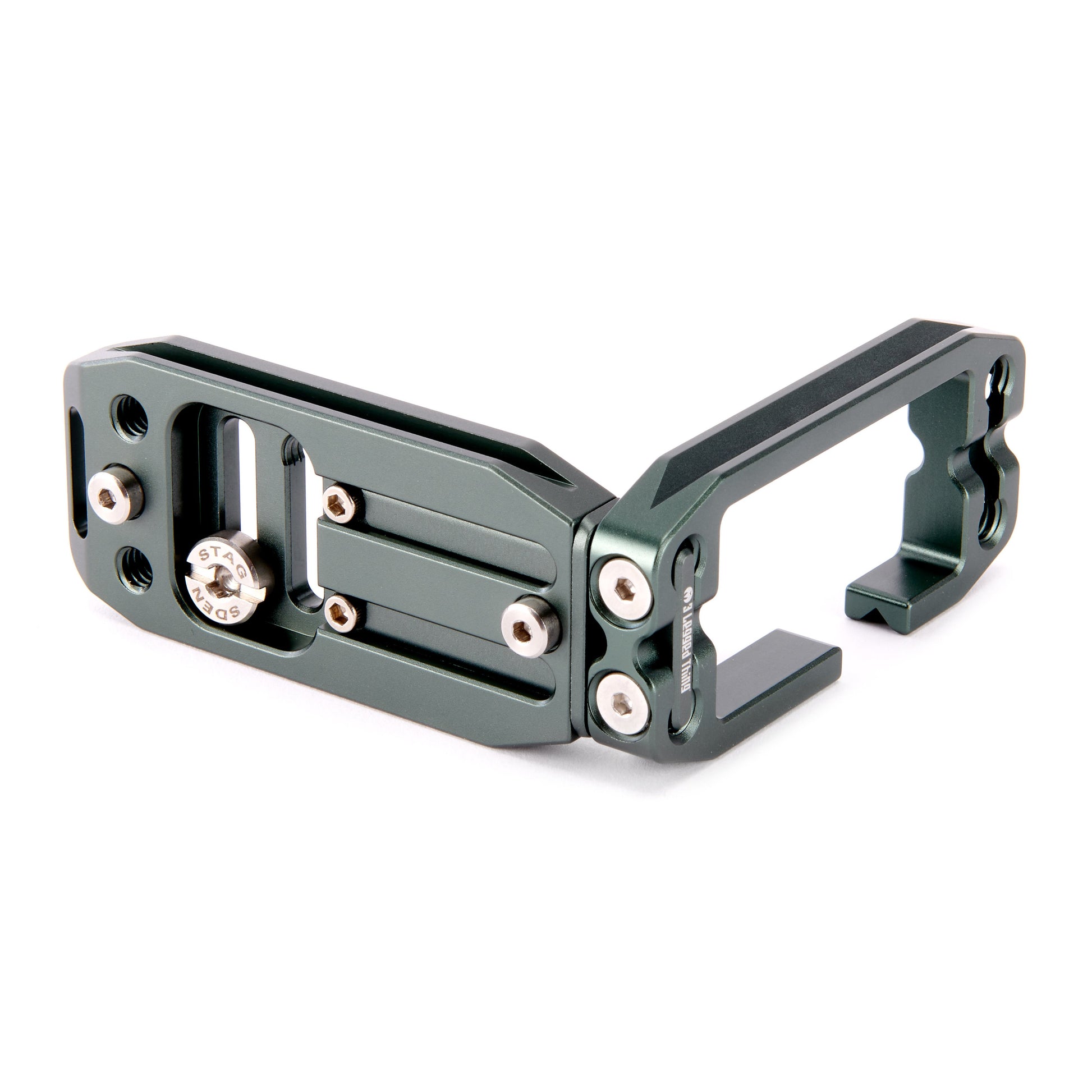 Metal camera accessory on a white background