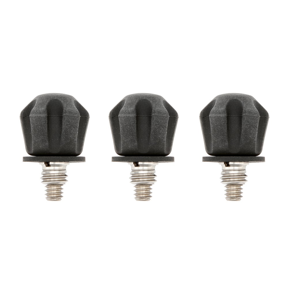 Three‑Legged‑Thing Little Bootz 3‑pack in black rubber, protective feet covers for tripod leg spikes.