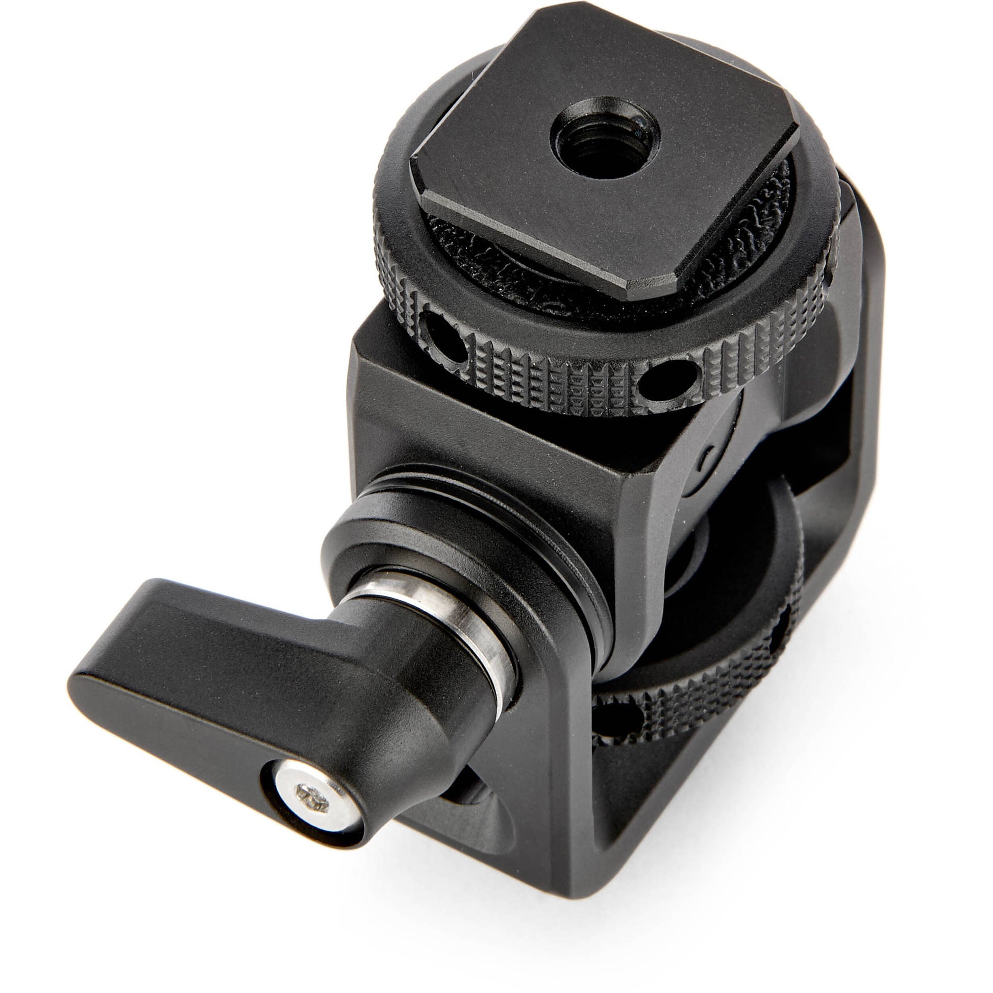 The Monty 1 Mighty Mini Cold Shoe provides a secure ultra-compact pan and tilt solution to position cameras monitors microphones and LED lights precisely.