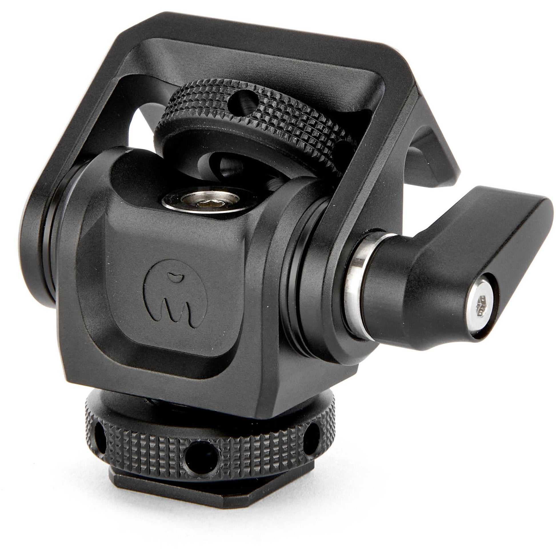 The Monty 1 Mighty Mini Cold Shoe provides a secure ultra-compact pan and tilt solution to position cameras monitors microphones and LED lights precisely.