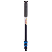 Black adjustable stick with blue accents on a white background