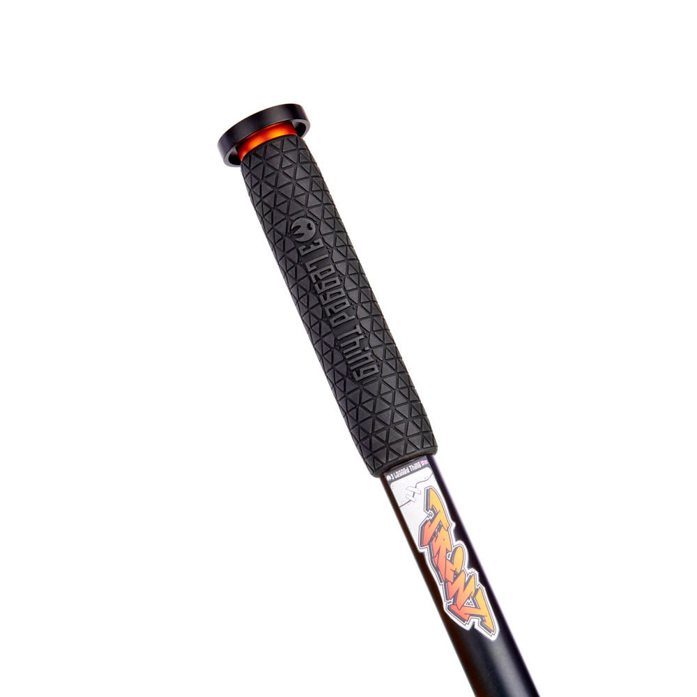 Textured grip with orange accents of Trent Grey monopod on a white background