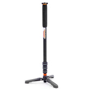 Black and orange monopod stand on a white background