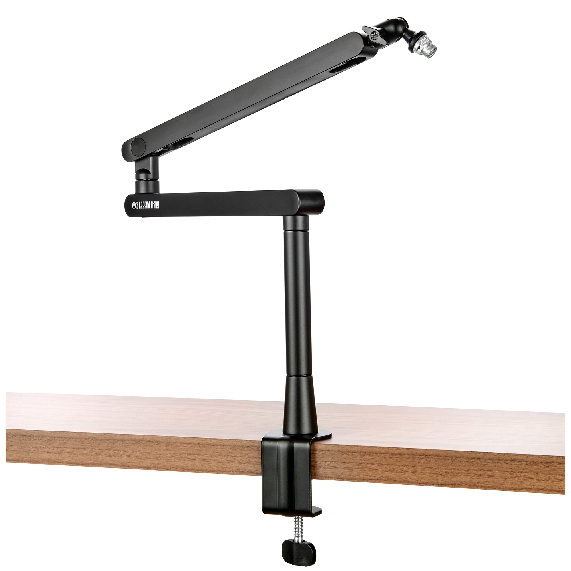 The Microphone Arm is a versatile solution that features height adjustment, built-in cable management, and secure mounting for microphones up to 1 kg.