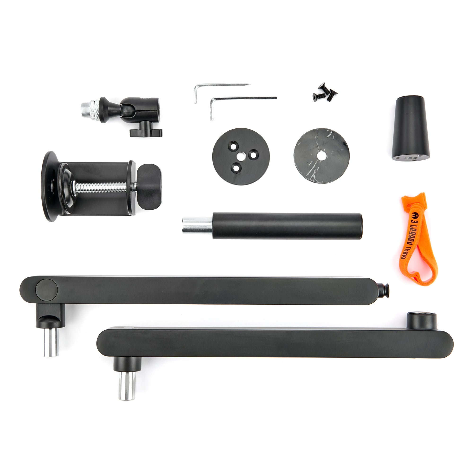 The Microphone Arm is a versatile solution that features height adjustment, built-in cable management, and secure mounting for microphones up to 1 kg.