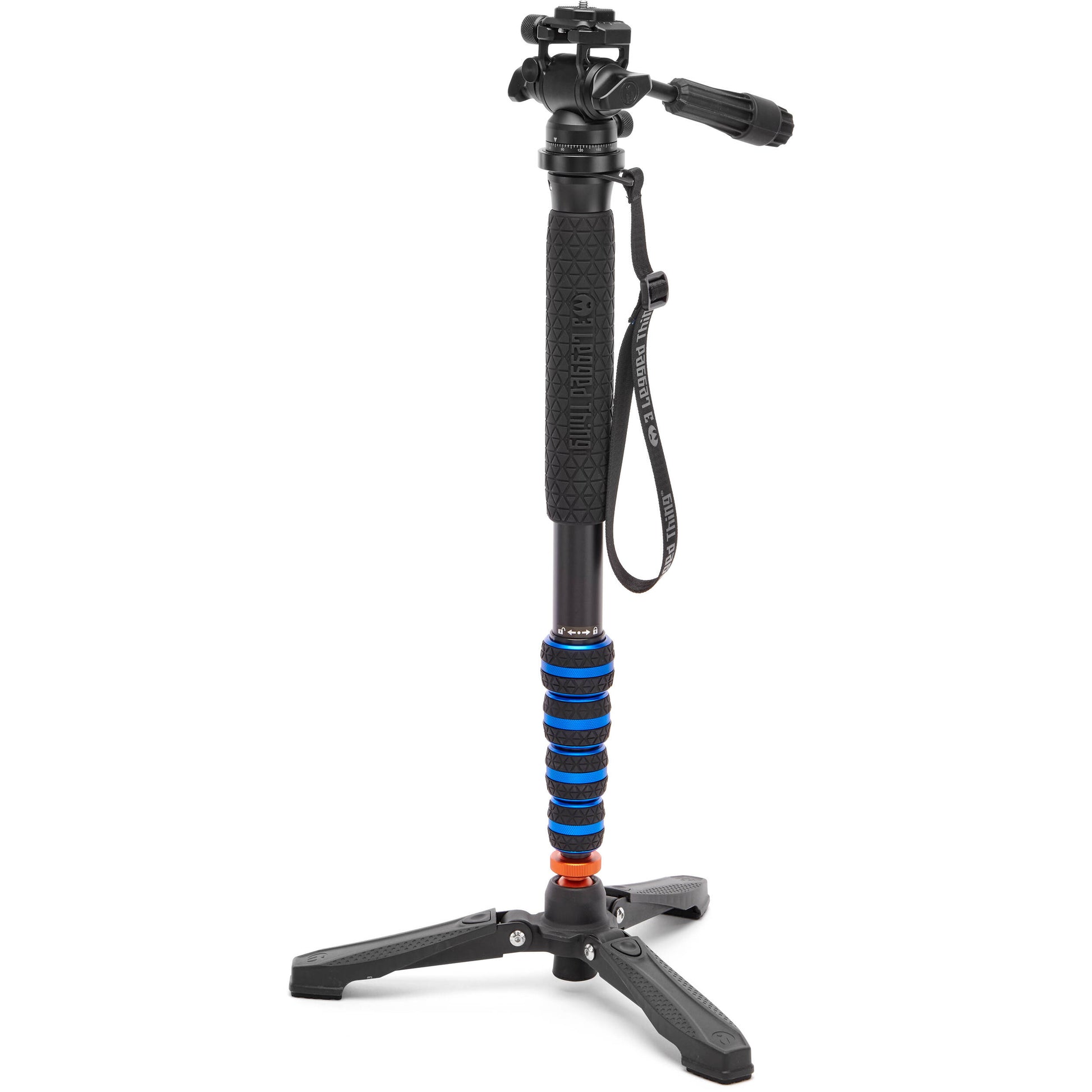 3 Legged Thing Taylor Monopod Superkit (Blue) with detachable stabiliser for professional photo and video setups.