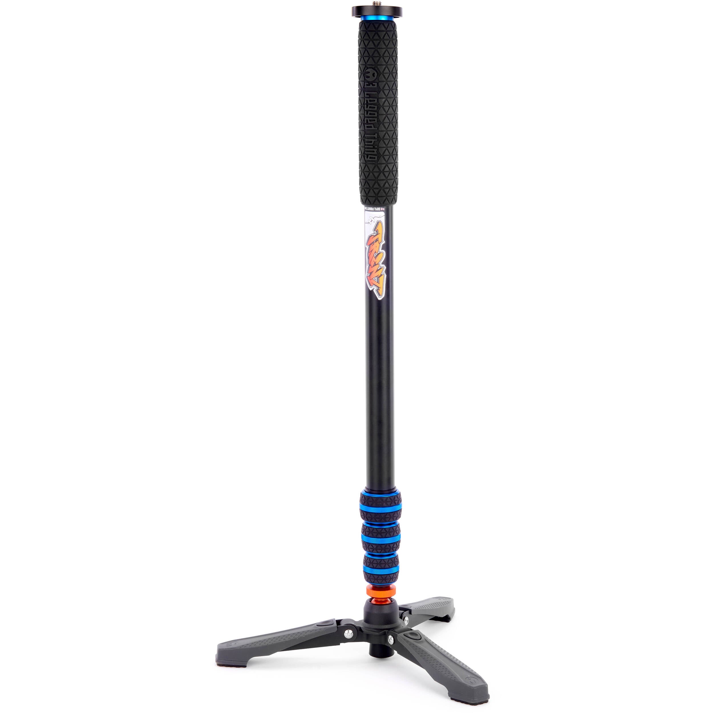 3 Legged Thing Trent Monopod Superkit in blue with interchangeable tripod footwear for professional stability.