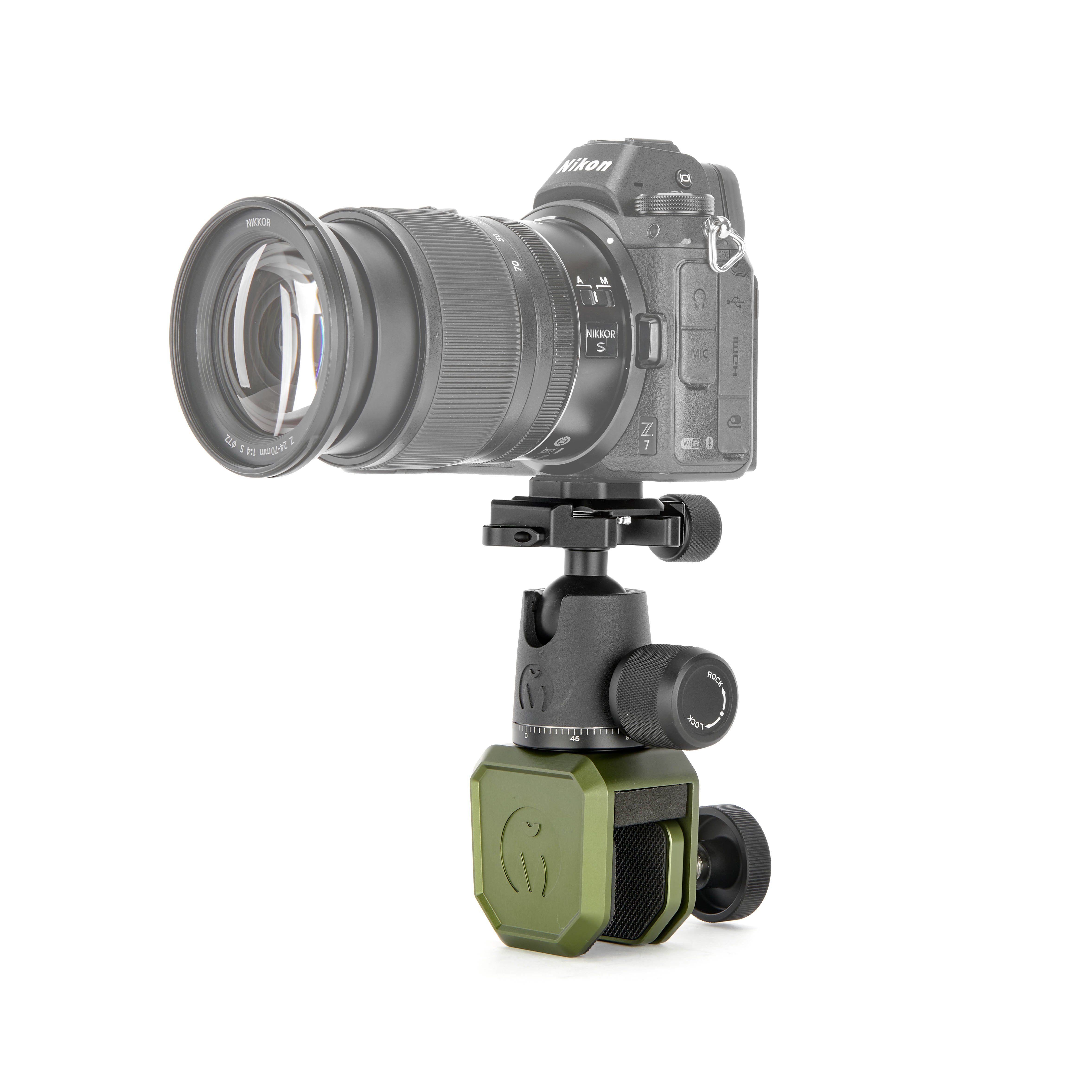 Window Mount Clamp for securely mounting cameras on vehicle windows, with rubber padding to protect glass.