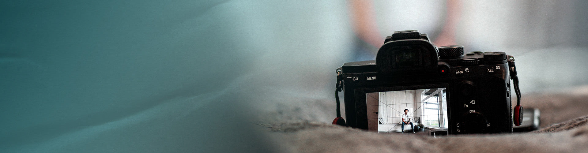 Camera on a surface with a blurred background