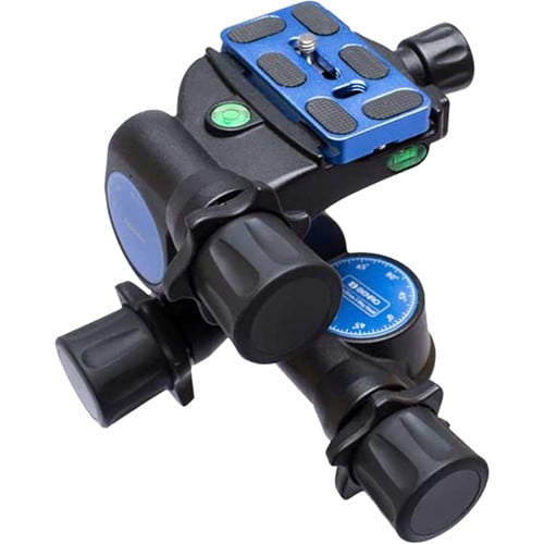 Benro GD3WH 3-Way Geared Head, precise and smooth adjustments for tripod-mounted cameras in photography and studio work.