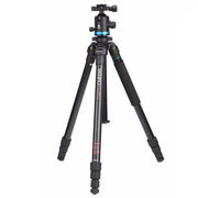 Benro iFoto IF28 aluminum travel tripod kit with 4‑section twist‑lock legs, Arca‑Swiss ball head and carry bag.