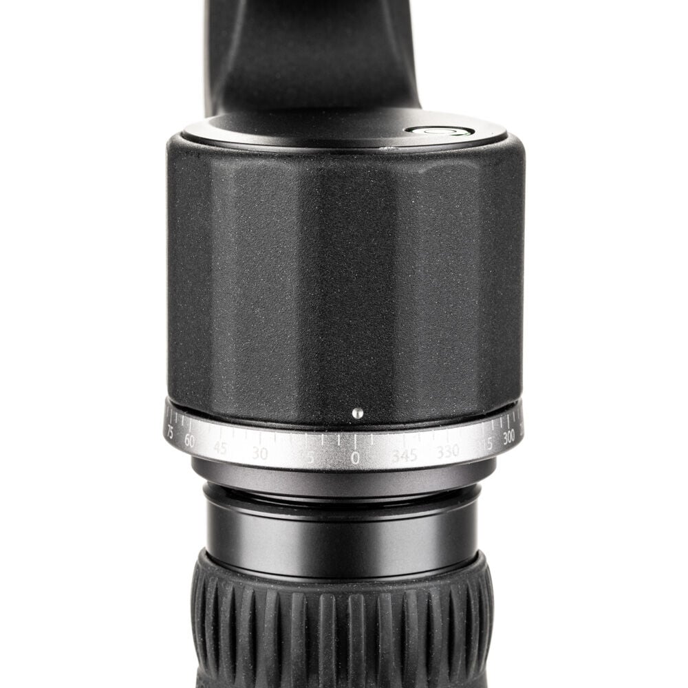 Benro GH2 aluminium gimbal head — matte‑black L‑shaped arm with Arca‑style quick‑release plate and pan/tilt control knobs.