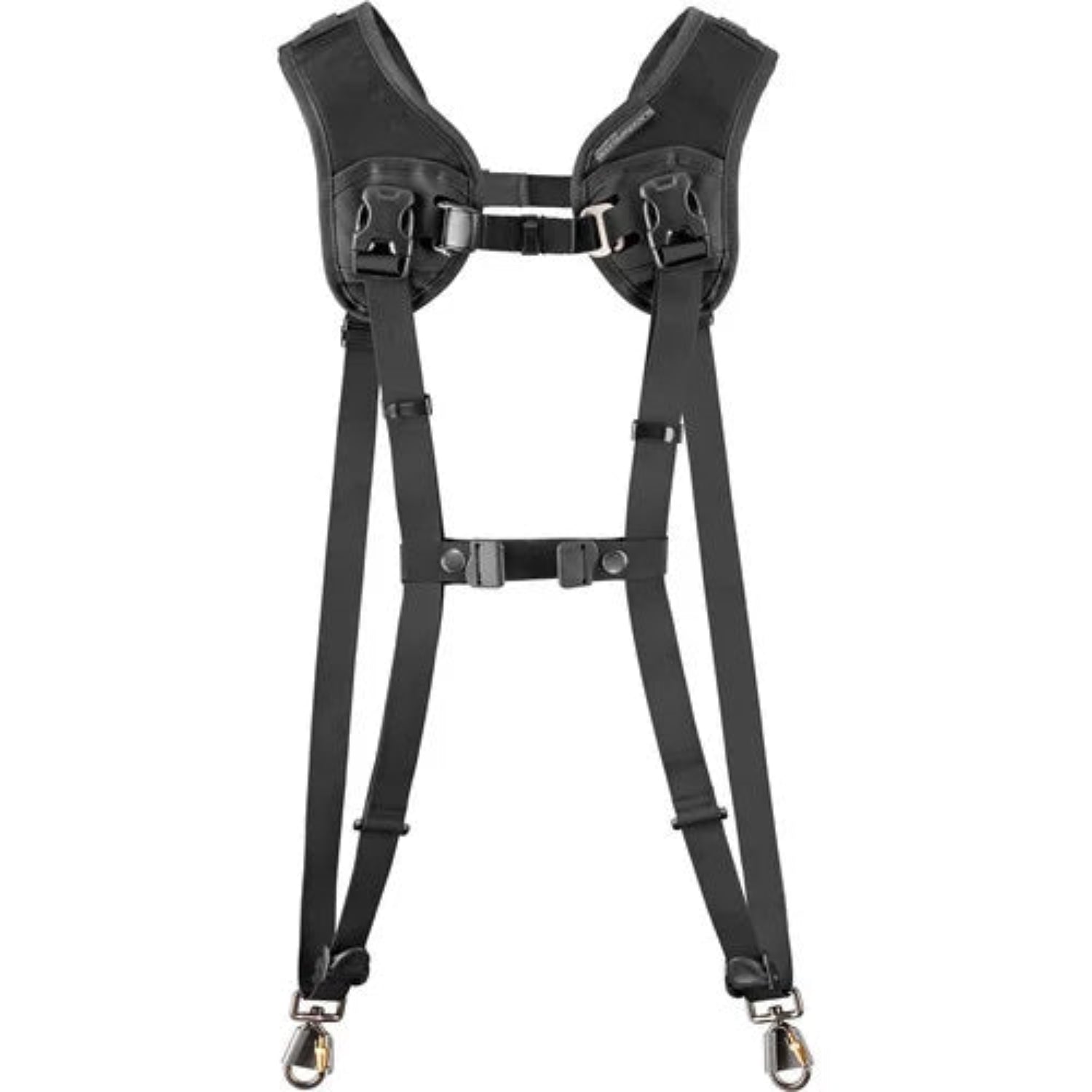 Be ready for action with the Double Breathe Harness that lets you rest two cameras upside-down along your hips in style.