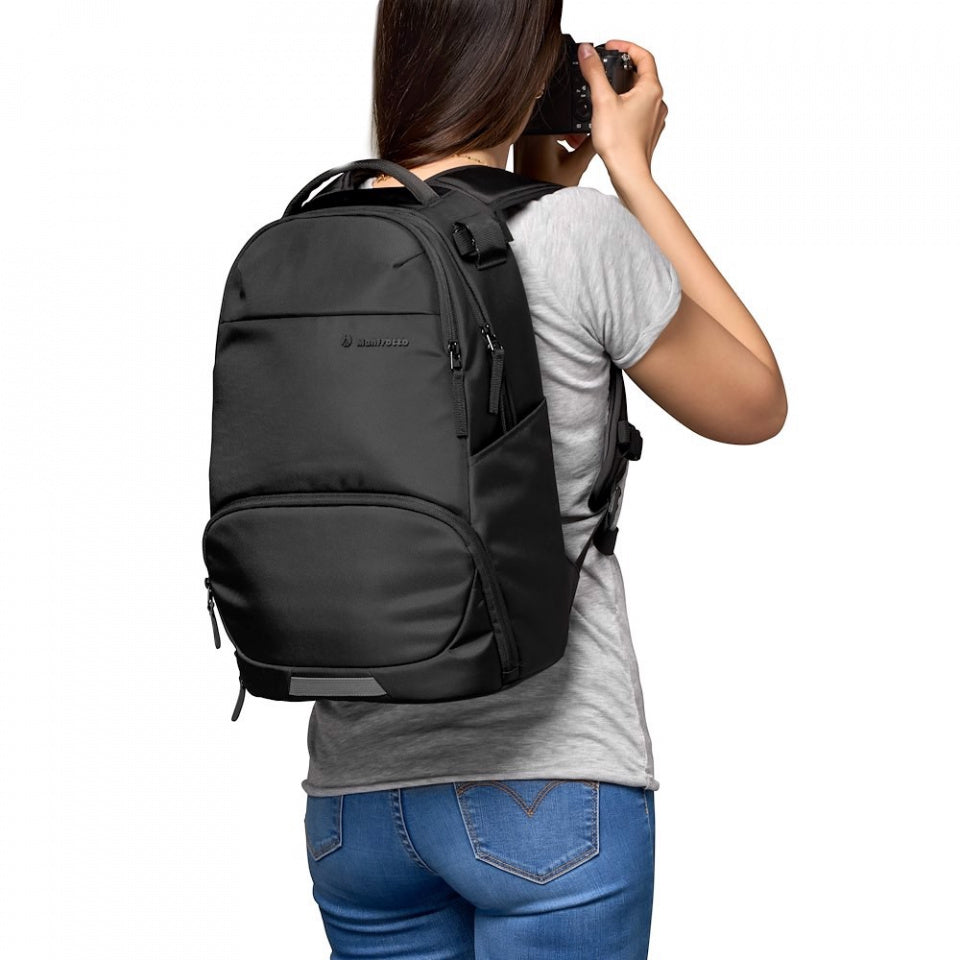 Manfrotto Advanced Active Backpack III for camera, lenses, 14" laptop, with padded protection and water-resistant design.