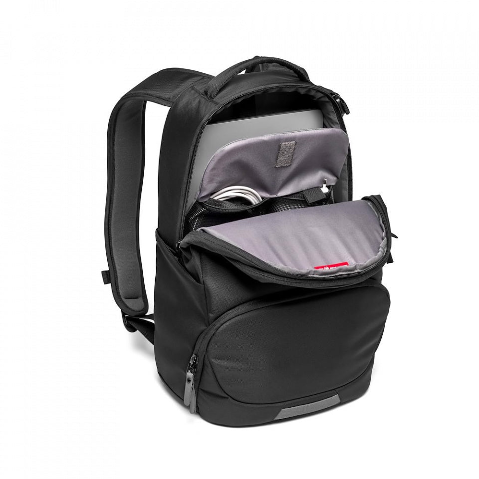 Manfrotto Advanced Active Backpack III for camera, lenses, 14" laptop, with padded protection and water-resistant design.