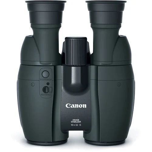 Canon 10x binoculars with Powered Image Stabiliser, field-flattener lenses, and multi-coated optics.