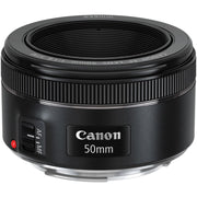 Canon 50mm camera lens on a white background