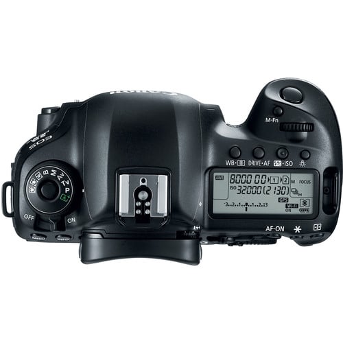 Canon EOS 5D Mark IV DSLR Camera: 30.4MP full-frame sensor, DIGIC 6+ processor, 7fps shooting, 4K video, Dual Pixel AF, built-in Wi-Fi, NFC, GPS, weather-sealed body.