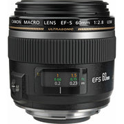 Canon EF-S 60mm lens on a white background