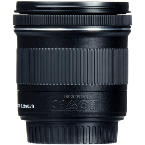 Canon EF-S 10-18mm f/4.5-5.6 IS STM wide-angle zoom lens – lightweight and versatile, perfect for landscapes and vlogging on APS-C DSLRs.